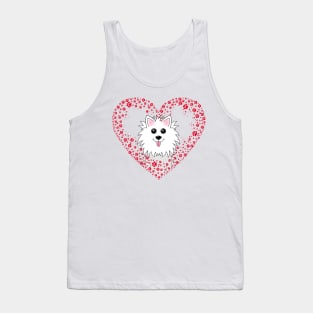 Red Paw Print heart with Dog Tank Top